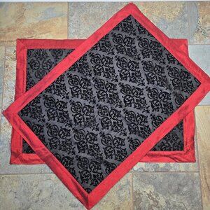 Homecenter Red & Black Flocked Pillow King Sized Sham Covers